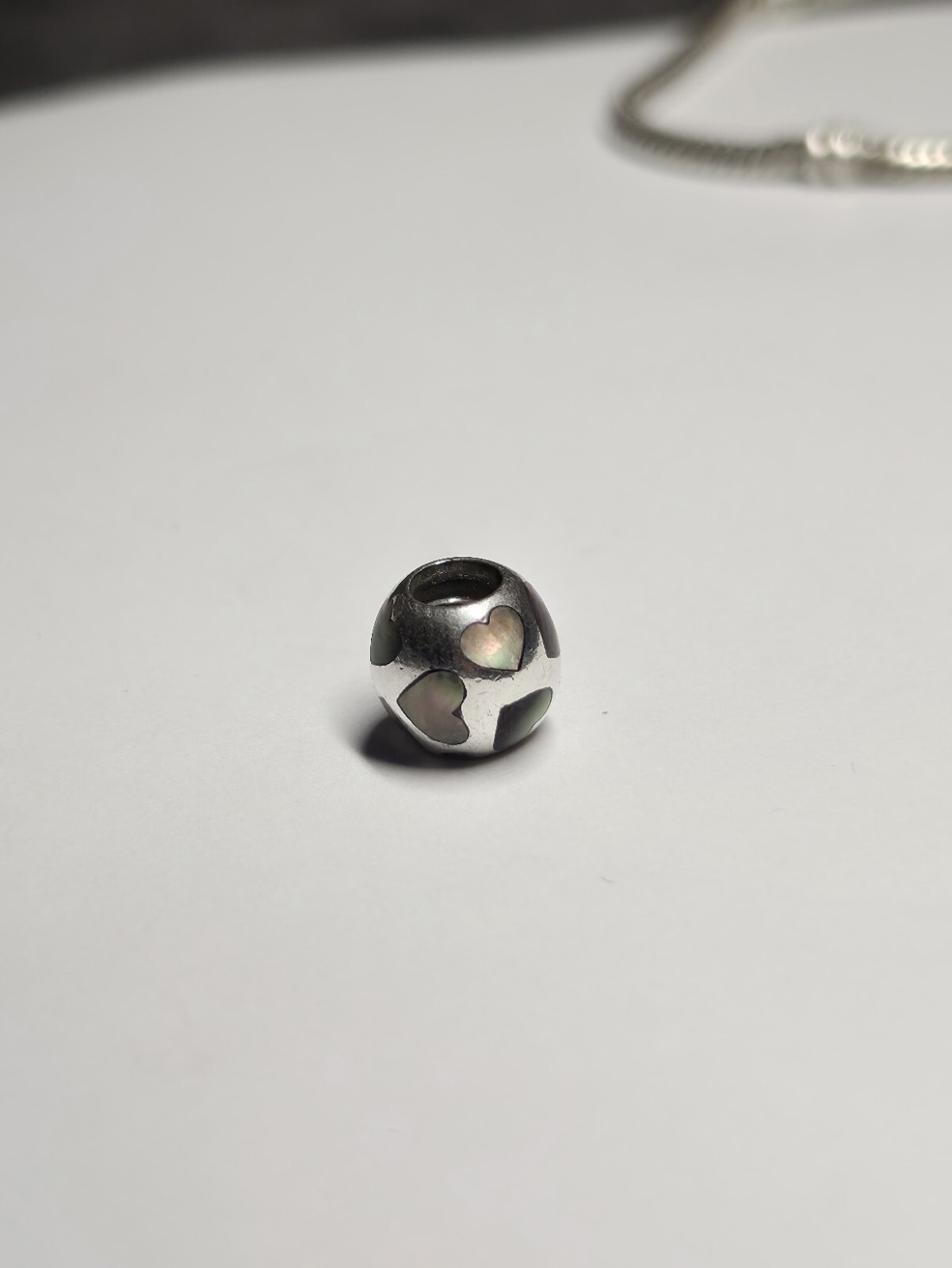 Genuine Pandora Charm “Black Mother of Pearls Hearts” – 790398MPB – retired