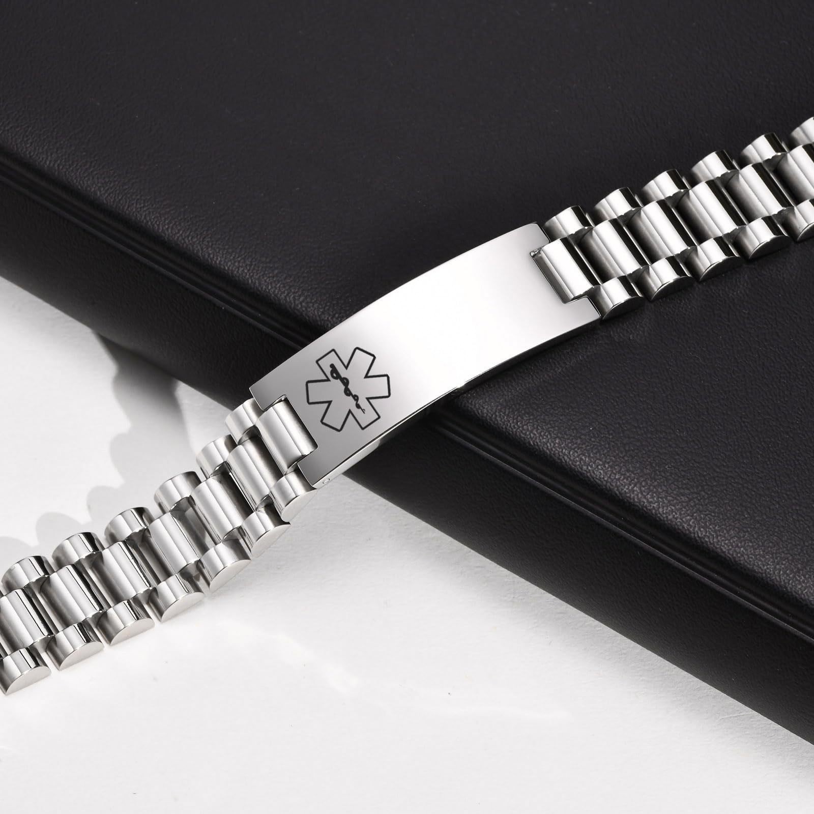 Free Engraving Medical ID Bracelet Stainless Steel Emergency Wristband