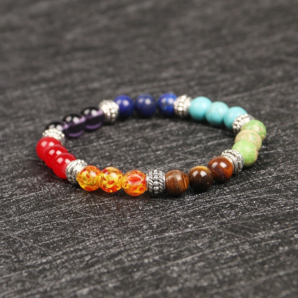 7 Chakra Natural Stone Reiki Energy Healing Women Men Charm Bracelets Jewelry