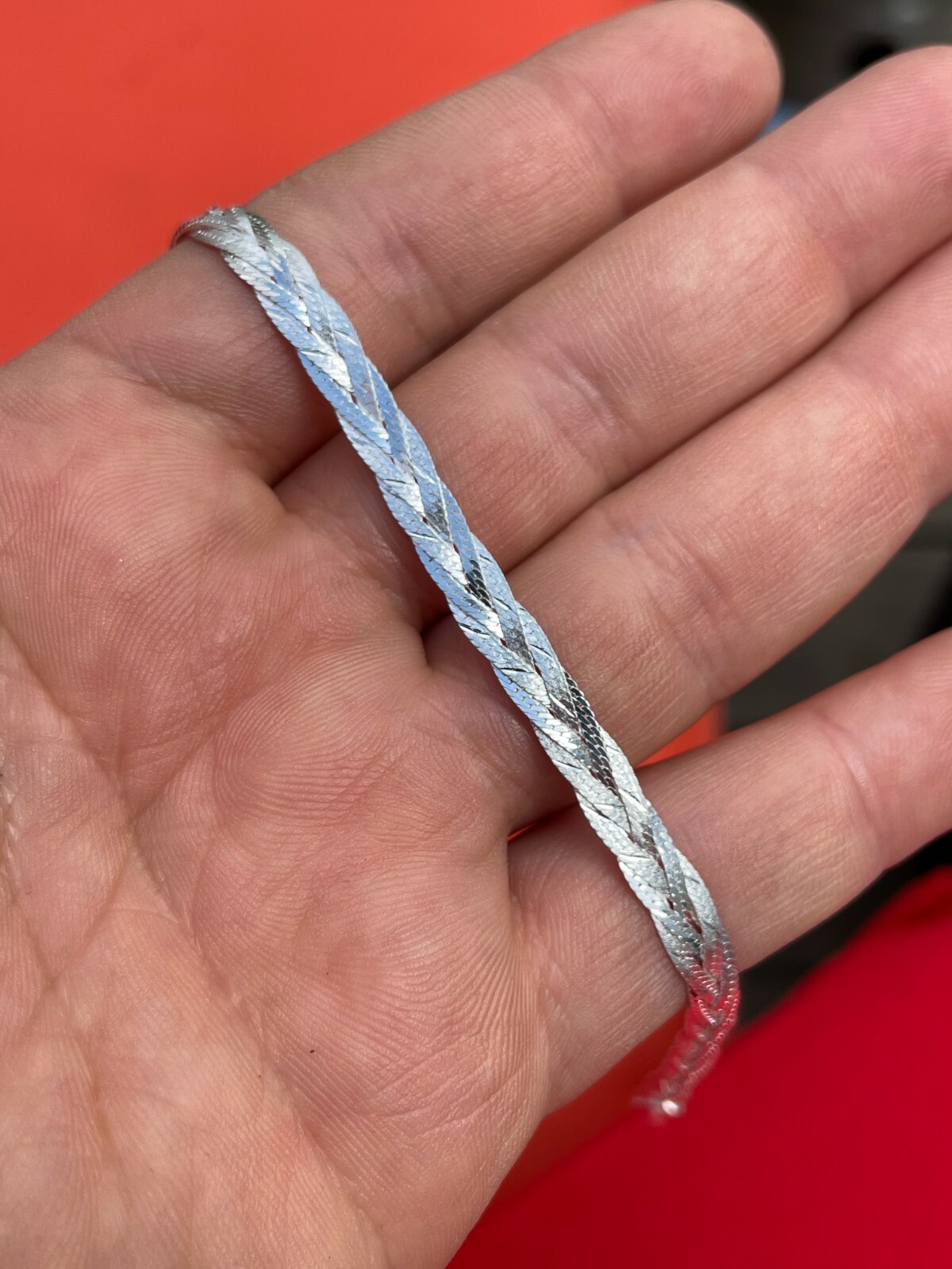 Solid 925 Sterling Silver Ladies 6mm Twisted Braided Herringbone Bracelet ITALY
