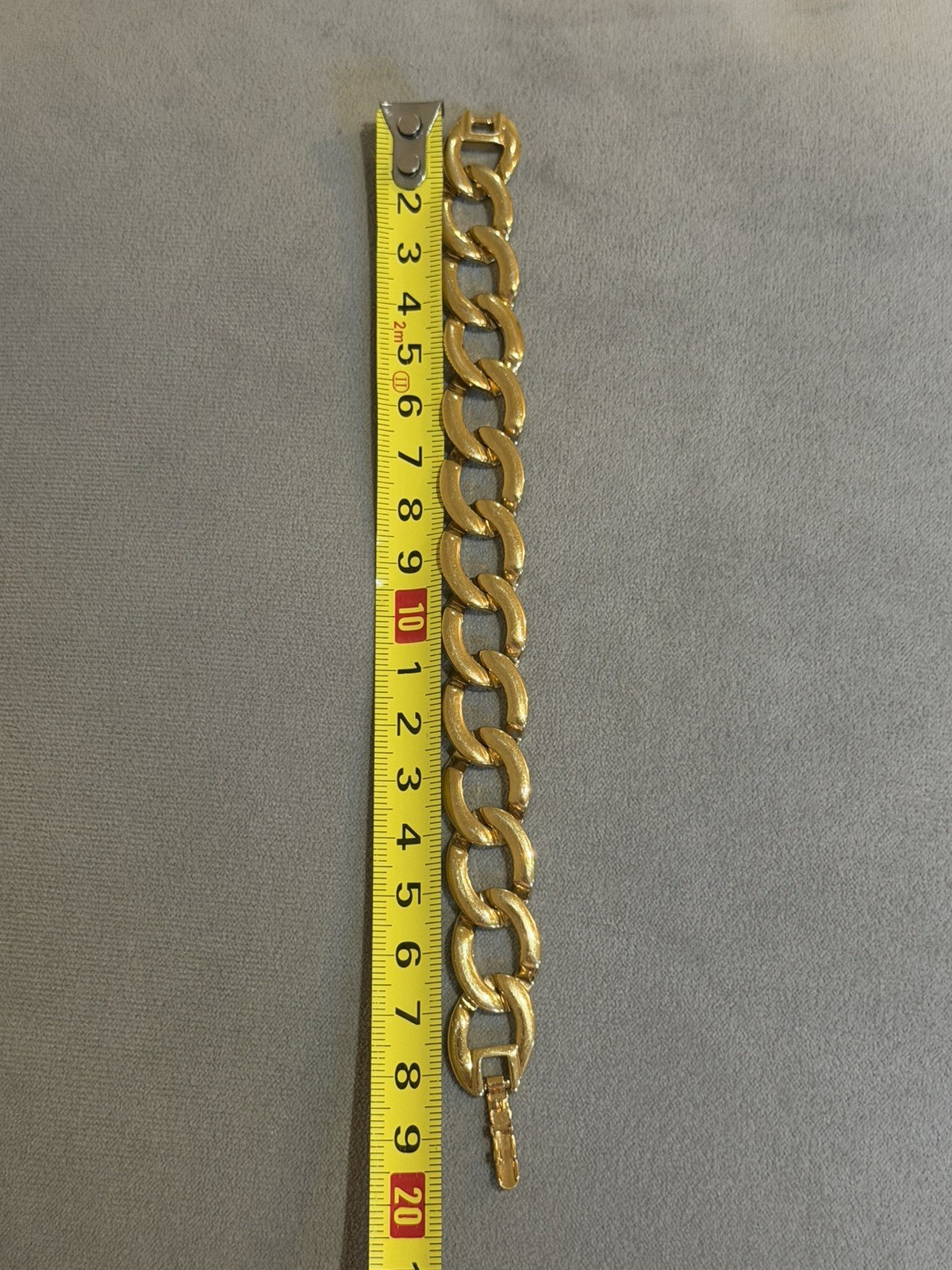 Vintage Signed MONET Chunky Curb Cuban Link Matte Gold Tone Bracelet