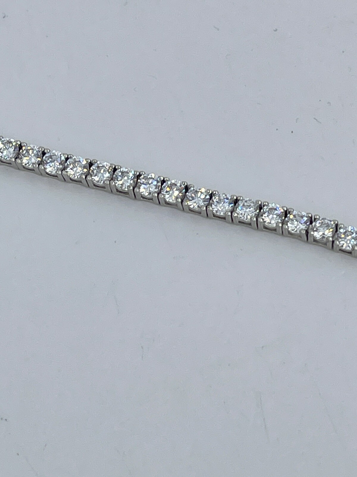 Tennis Bracelet 3mm Cubic Zirconia CZ white colorless silver tone 9″