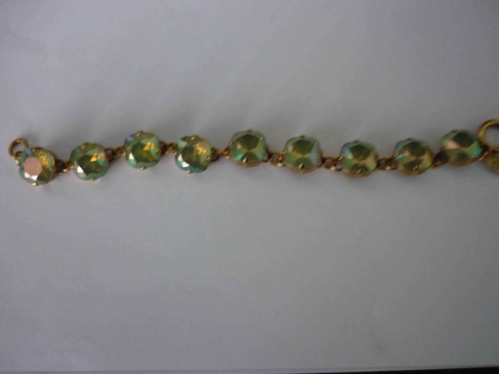 Catherine Popescu France Gold Tone Metal Lime Green Crystal Claw Set Bracelet