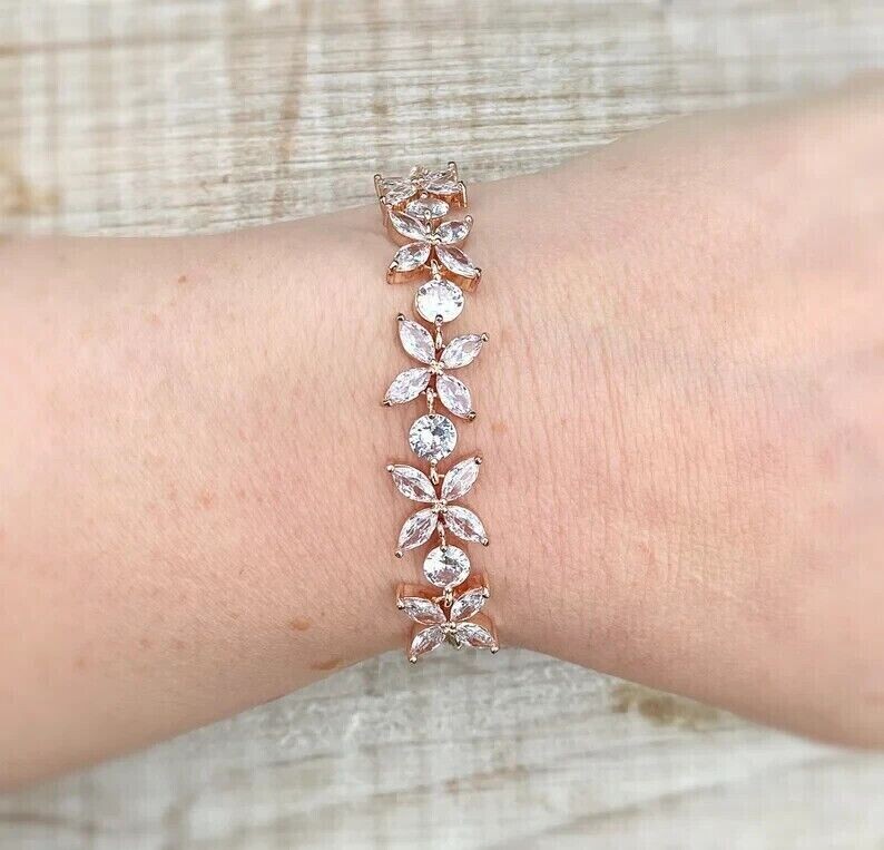 Simulated Diamond Women’s Bolo Bracelet 14K Rose Gold Plated 4.00Ct Marquise Cut