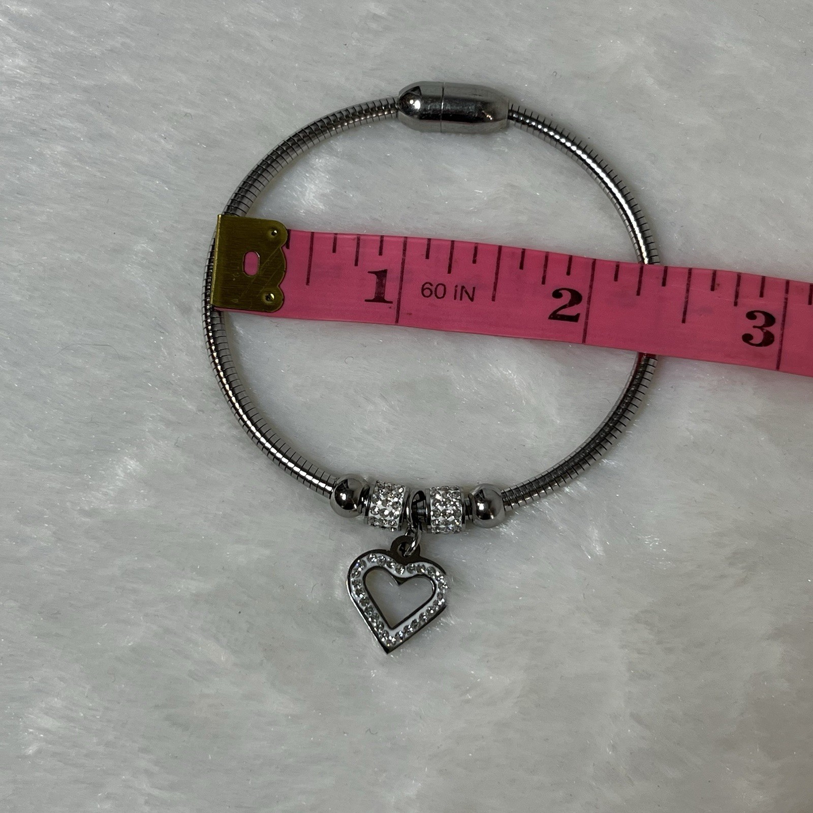 Silver Tone Bracelets Lot Snake Chain Charm Heart + Twisted Cable Cuff Bangle