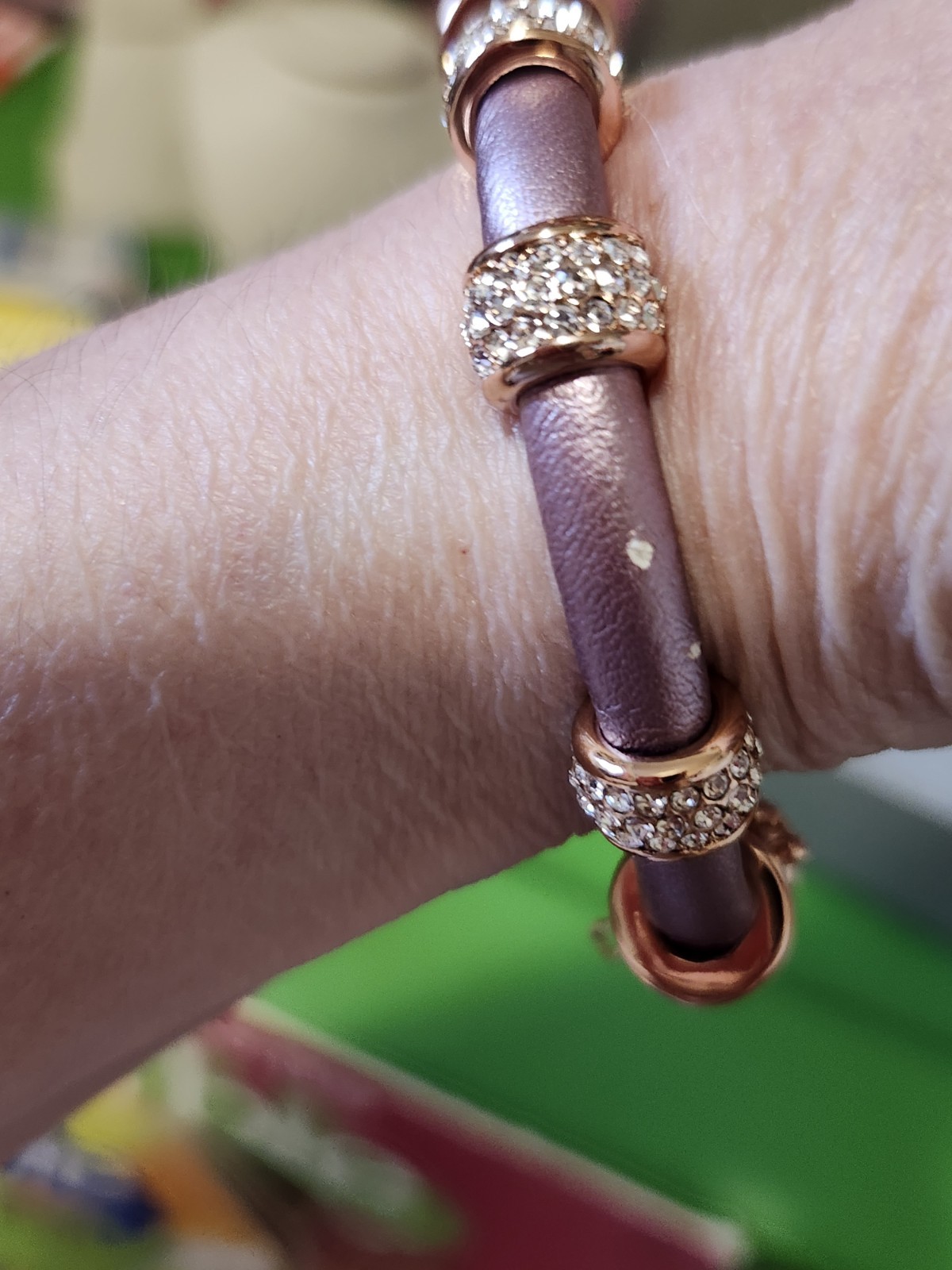 Joan Boyce Bracelets Lot Charmed 4 Sure Pink Faux Leather Courage Rosetone Metal