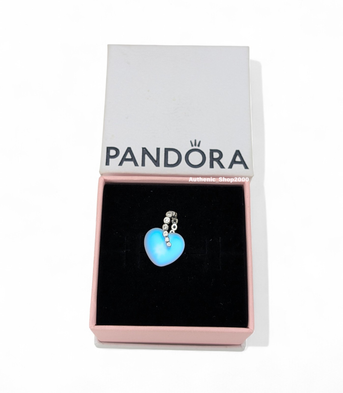 New Authentic PANDORA Shooting Star Moonstone iridescent Heart Charm 794143C01