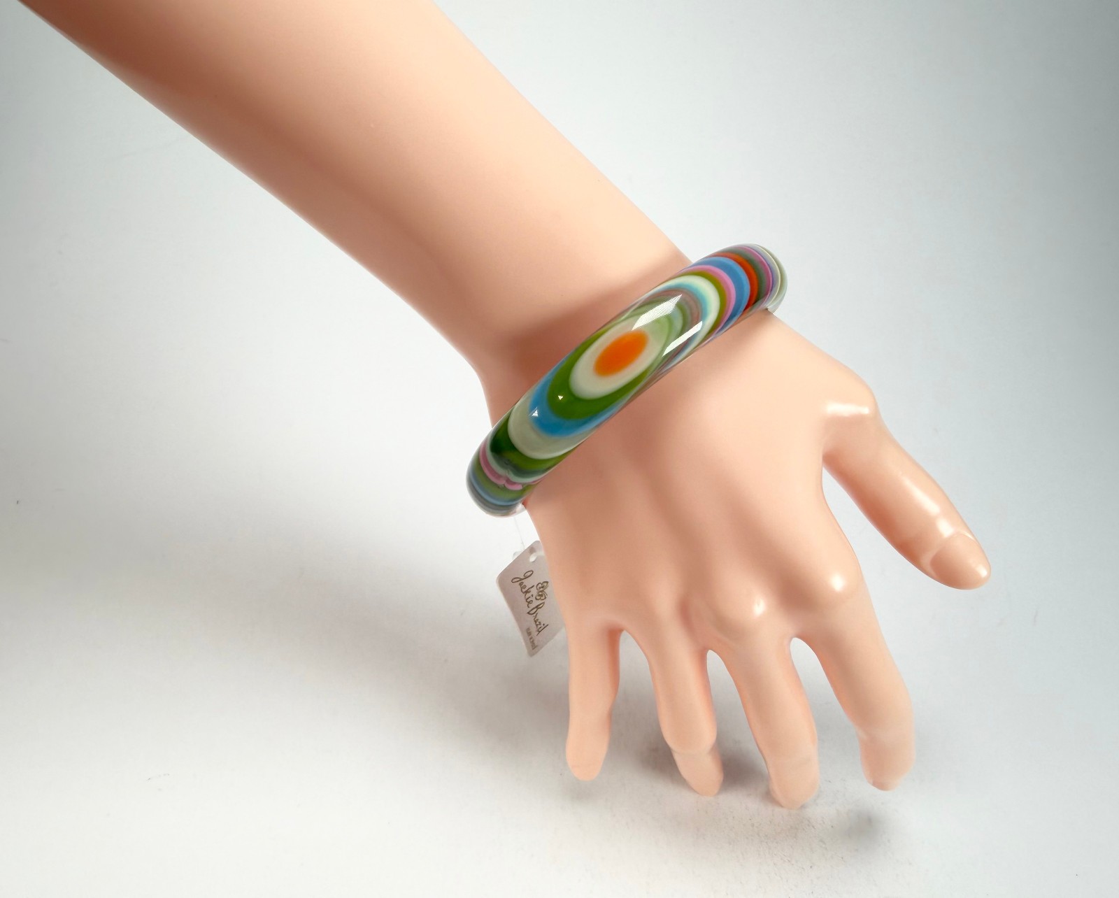 Jackie Brazil Resin Thin Cat Eye Liquorice Allsorts Spring Colour 1.3cm Bangle