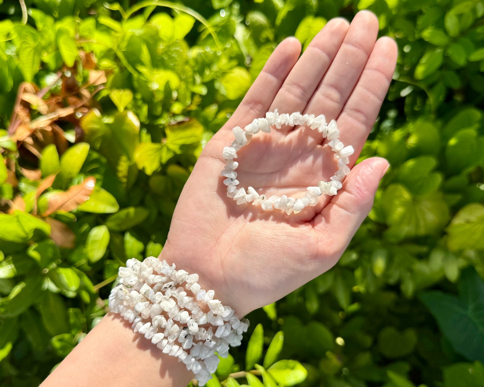 Rainbow Moonstone Chip Bracelet – Moonstone Gemstone Jewelry Gift for Her