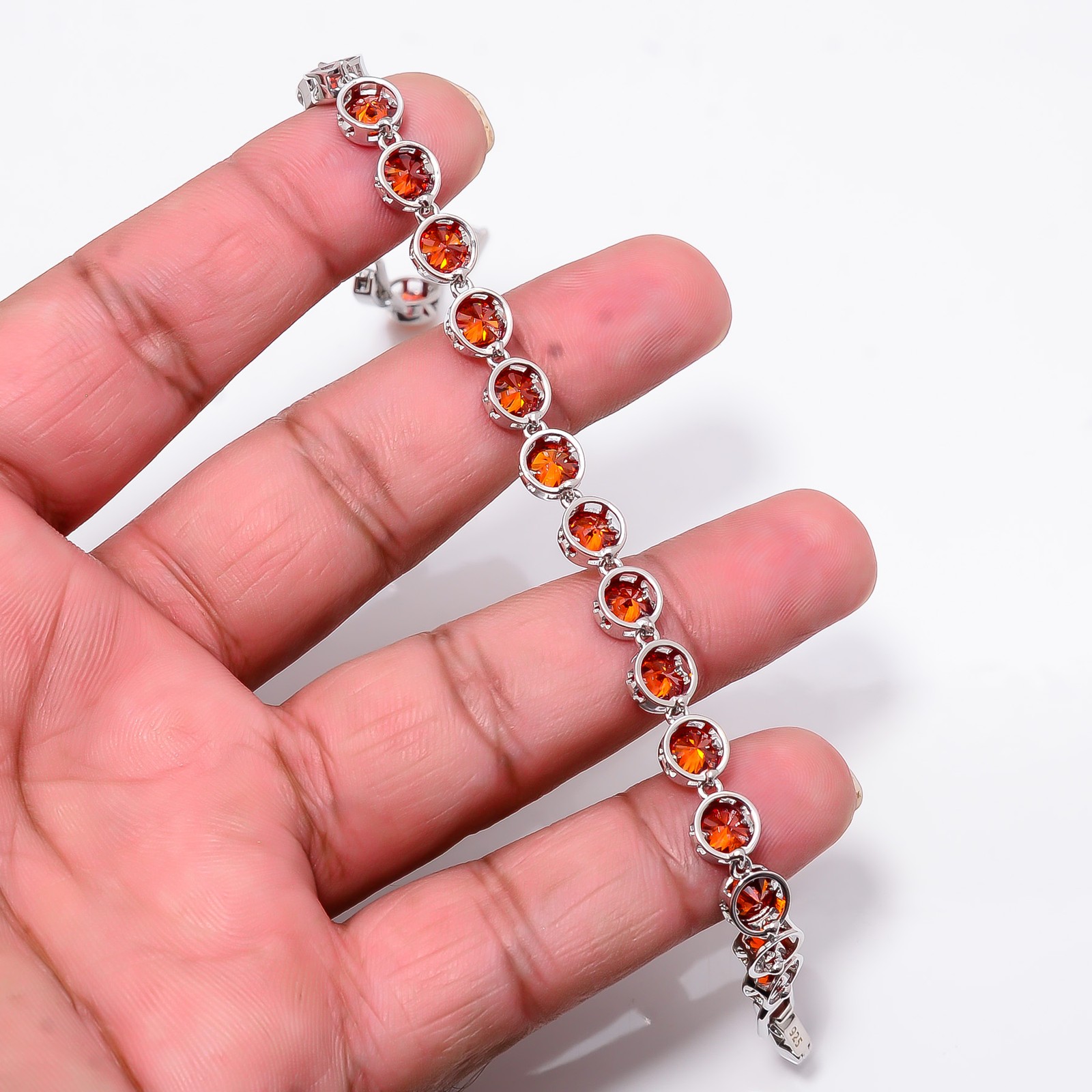 Red Garnet 925 Sterling Silver Adjustable Bracelet 7-8″ B126929, Gift for her