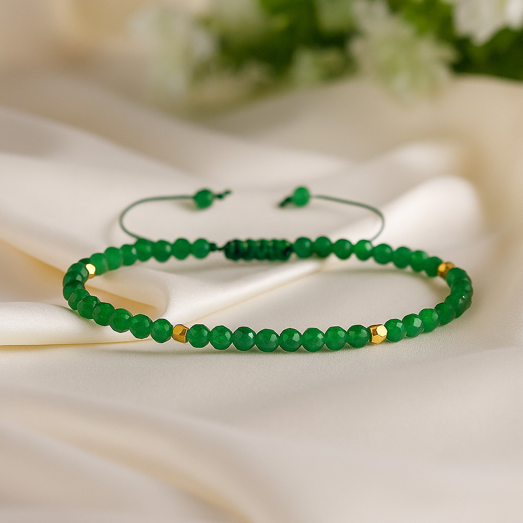 Green Emerald Stone Bracelet 3mm Beaded Gemstone Women Men Bracelet Handmade