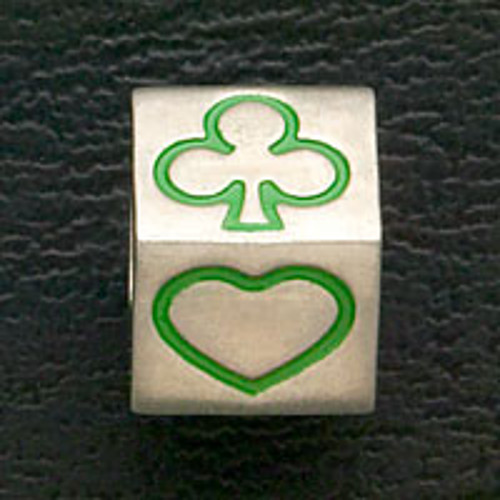 Casino Gambling Poker Charm Beads Fit European Bracelets Stainless Steel Green