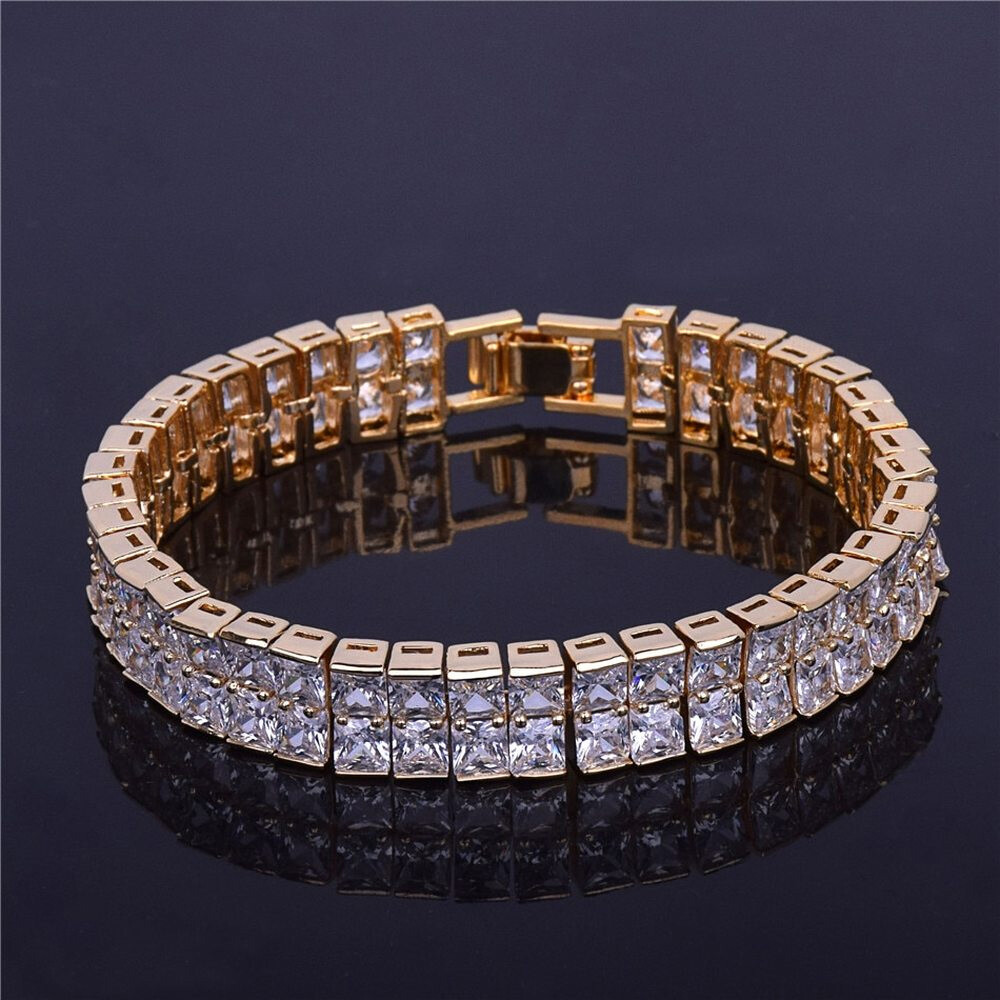 Tennis Chain Bling Bracelet Rapper Men Gold Silver Plated Anklet Hip Hop Jewelry