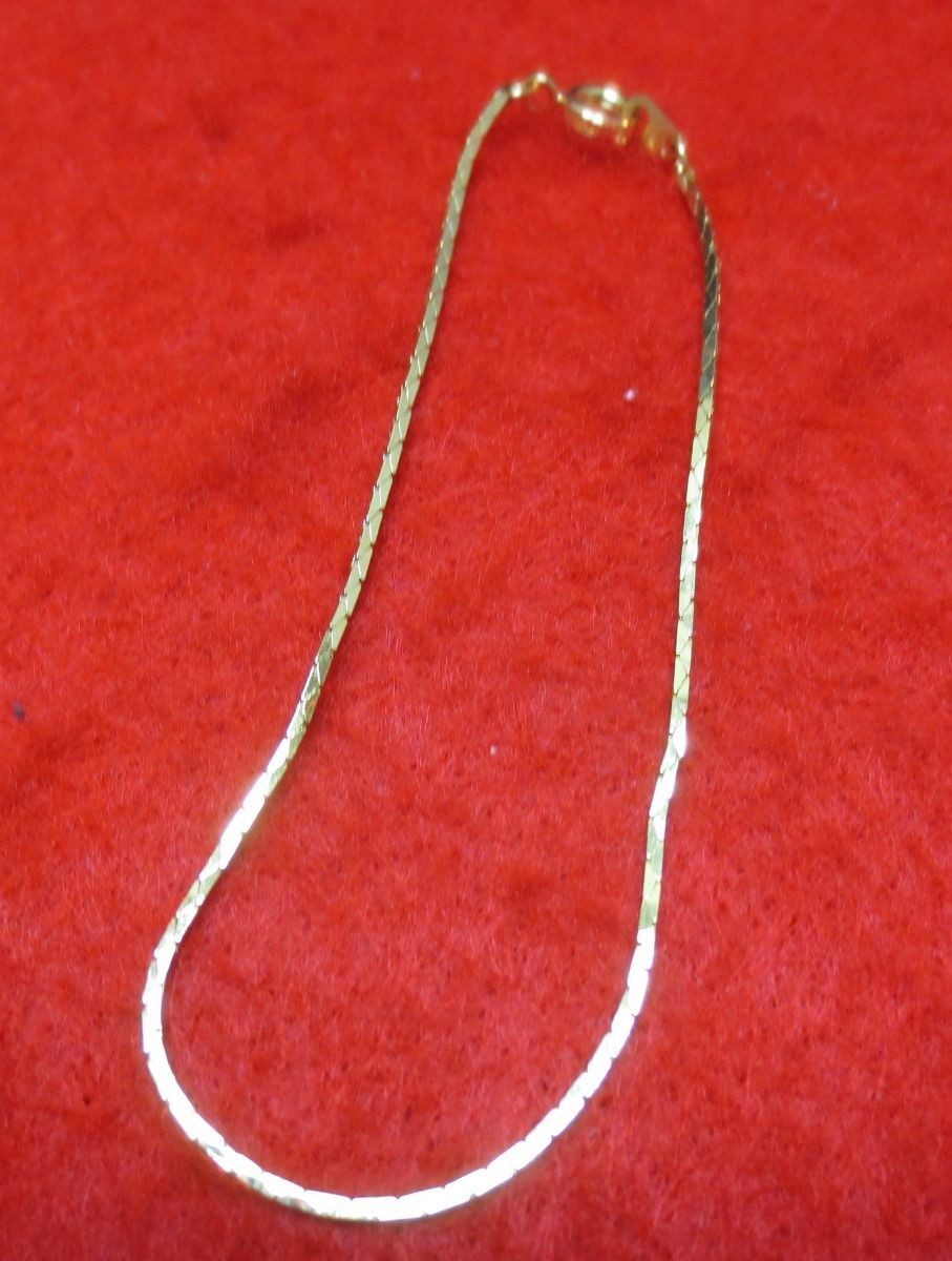 WHOLESALE LOT 12 OF 14KT GOLD PLAT 7 INCH 1MM DIAMOND CUT COBRA CHAIN BRACELETS