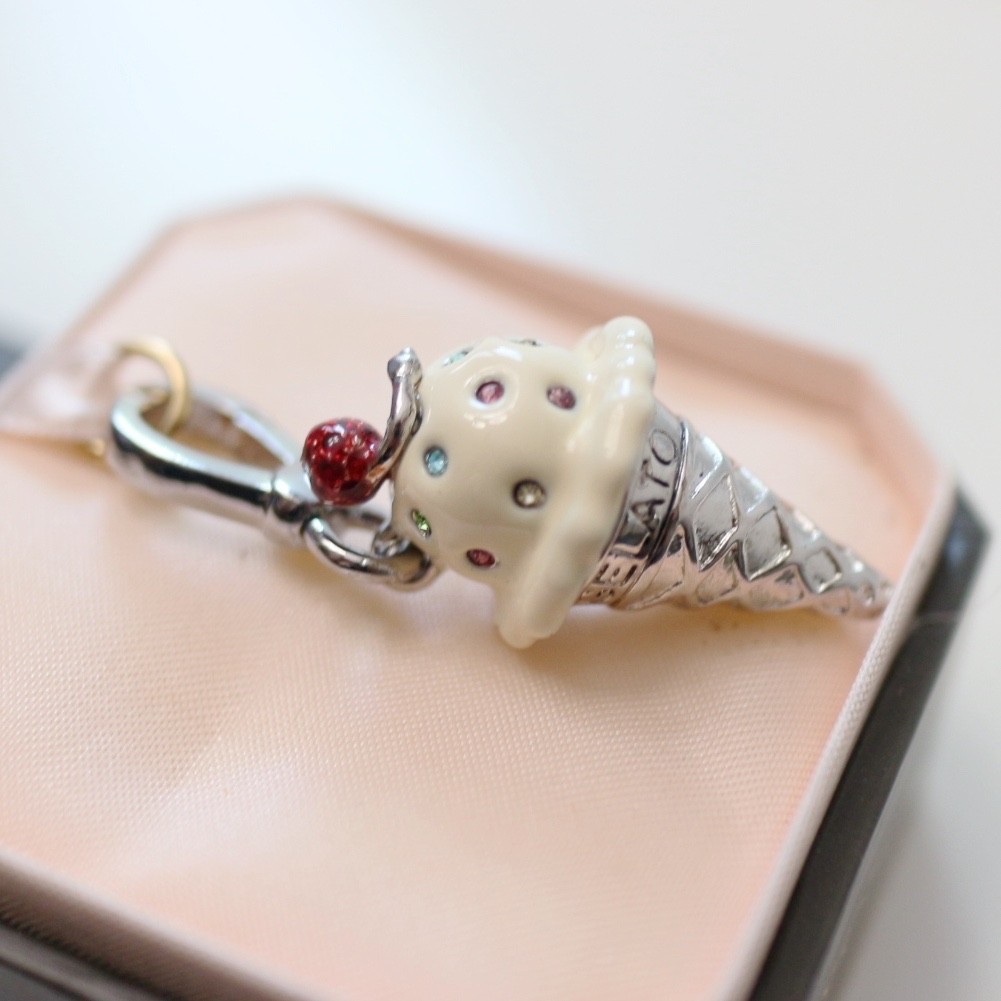 NWT NIB JUICY COUTURE Pave Crystal Sprinkle Ice Cream Cone BRACELET CHARM NEW