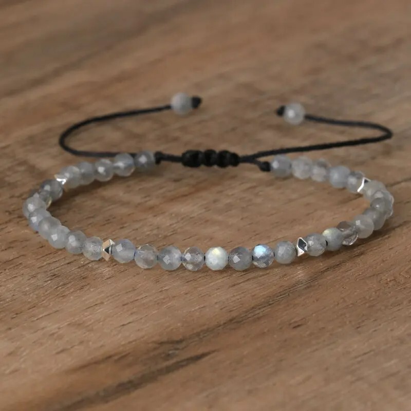 Labradorite Gemstone Beads Healing Reiki Dainty Minimalist Women Bracelet Gifts