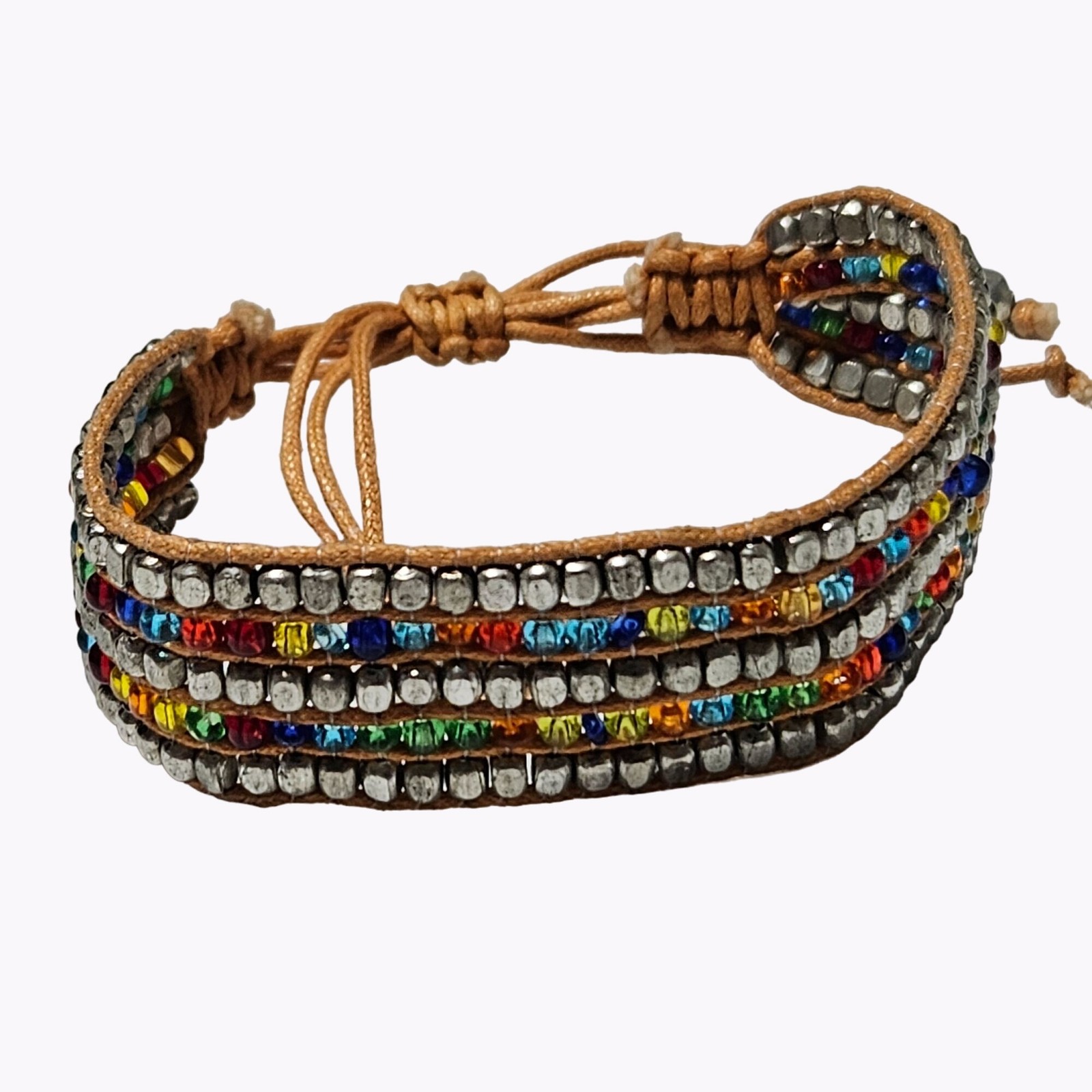 Handmade Boho Bracelet Faux Gemstone Stacked Layer Tie Fashion Jewelry Women