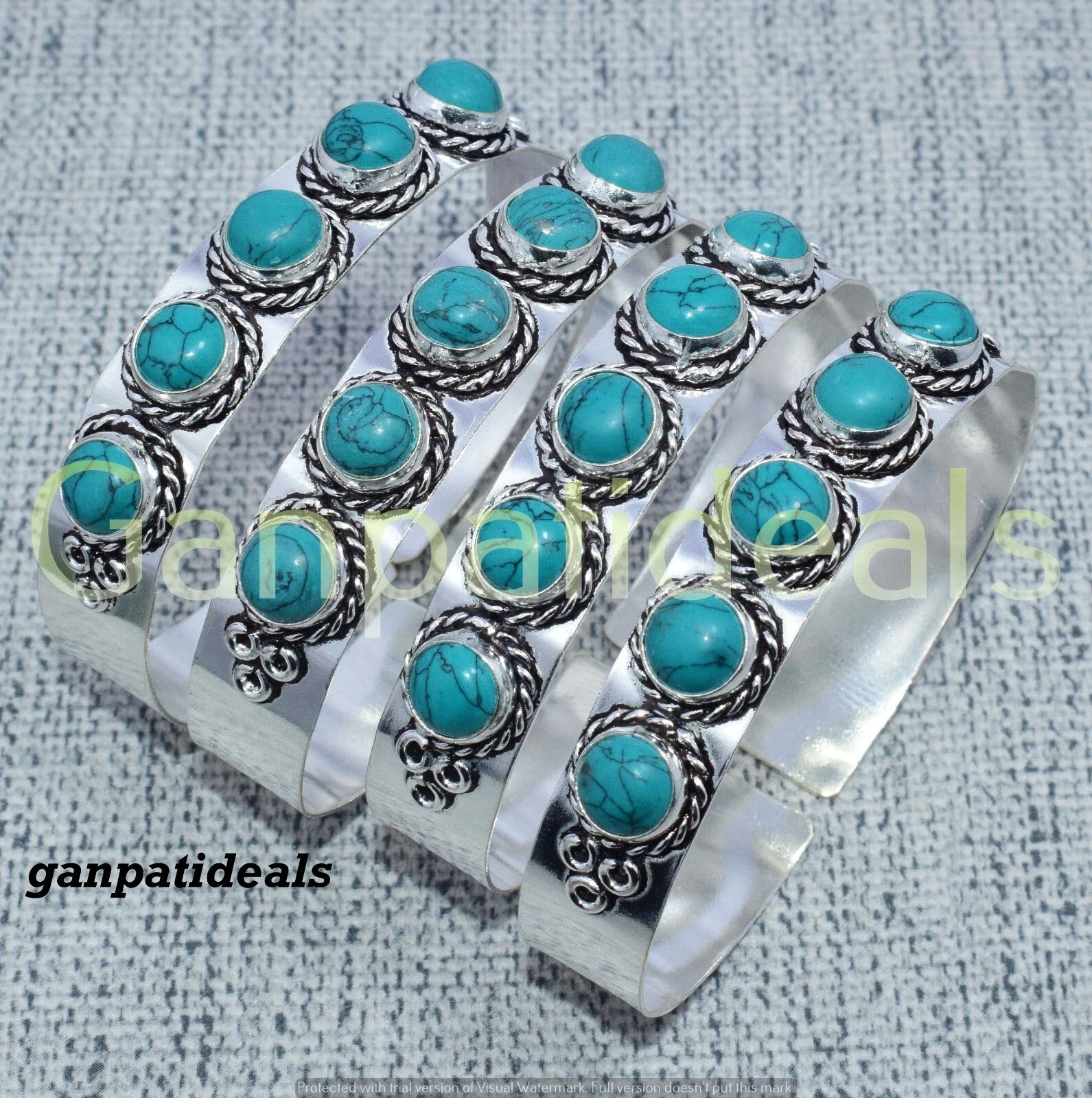 BULK SALE !! Turquoise Gemstone Bangle Wholesale Lot 925 Silver Plated Jewelry