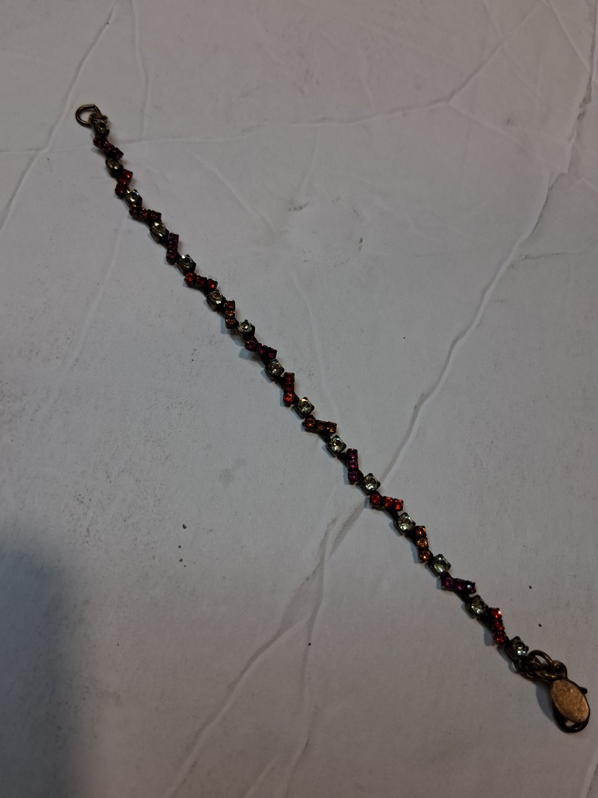 Sorrelli Rose Multi Color Tennis Bracelet Crystal 6.5 Inch Antique Gold Tone