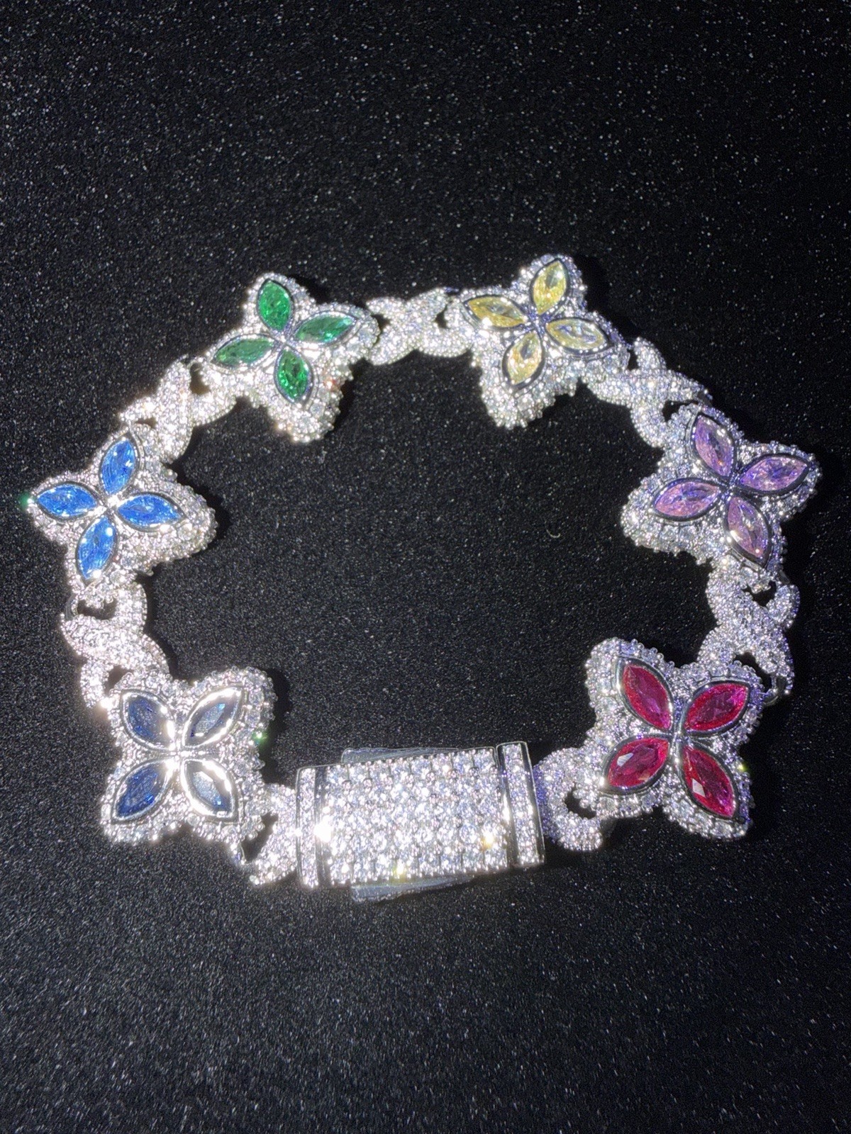 Iced Multi Color Flower Bracelet