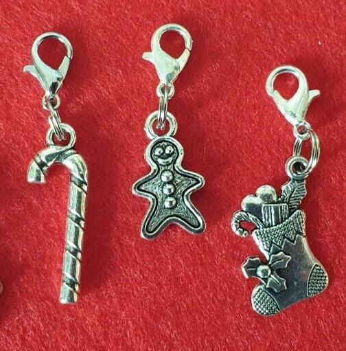 Pack of 5 Tibetan Silver Clip On Christmas Charms ∞ Mixed Designs ∞ Gift Wrapped