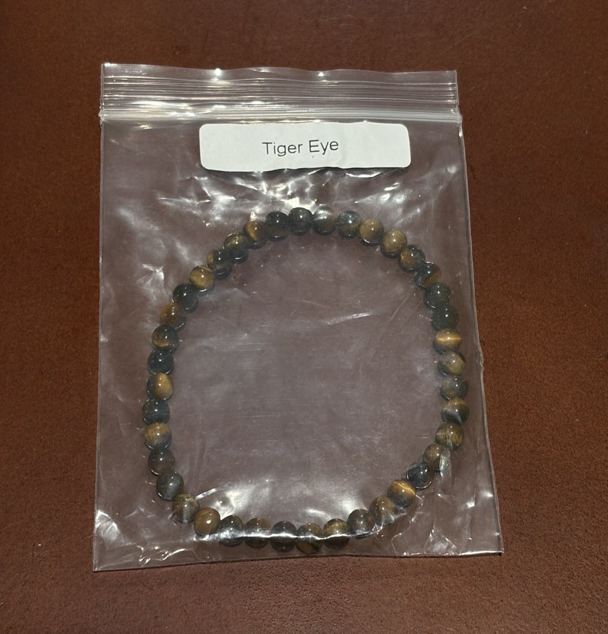 Tiger’s Eye Stone Beaded Stretch Bracelet Slip-On Round Beads Brown Black