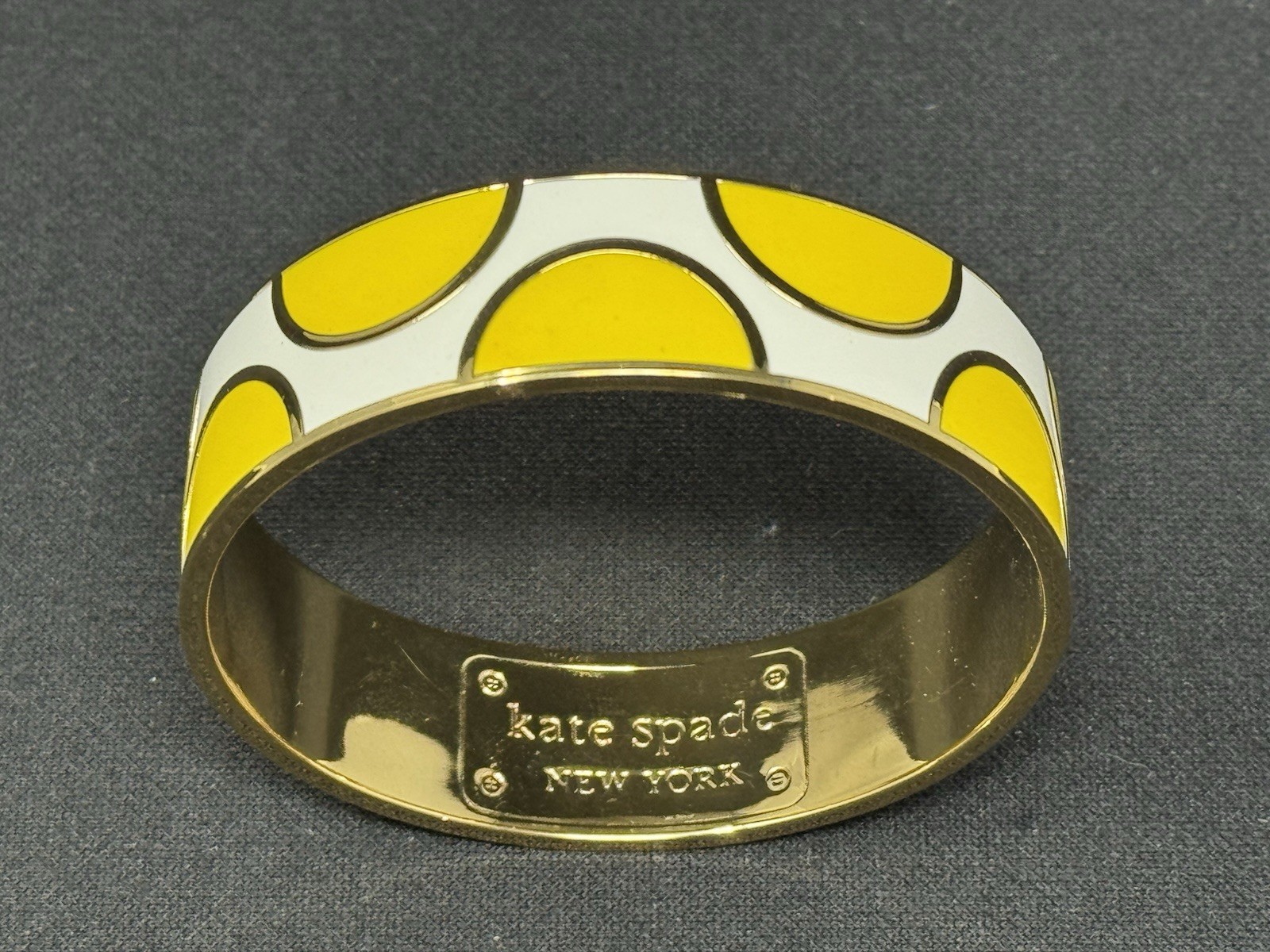 Kate Spade New York Yellow & White Enamel Dot Bangle Bracelet A Place In The Sun