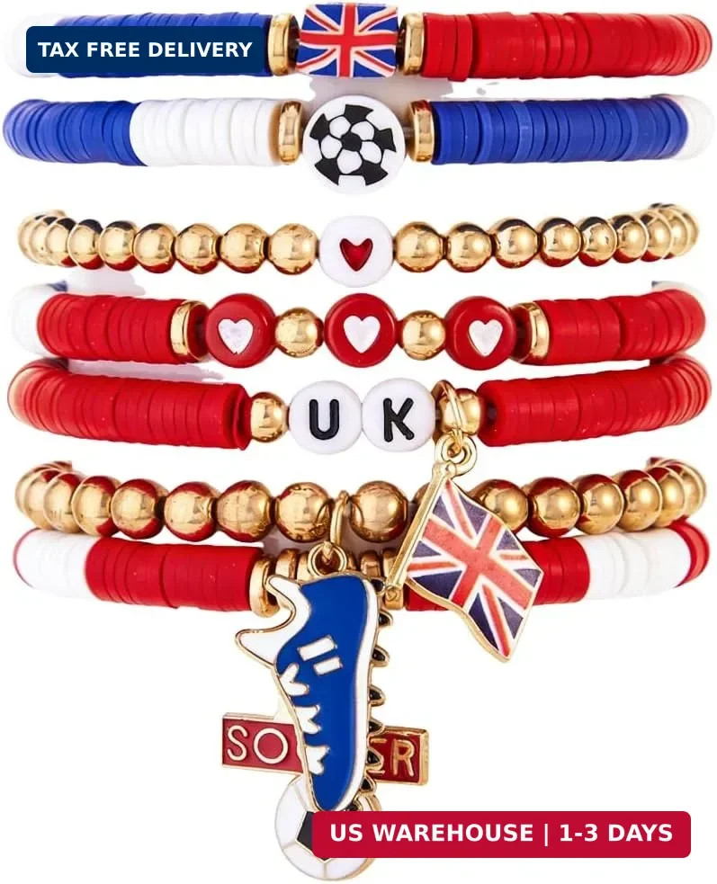 2026 Soccer World Cup Stackable Beaded Bracelet Game Day Cheering Soccer Stretch