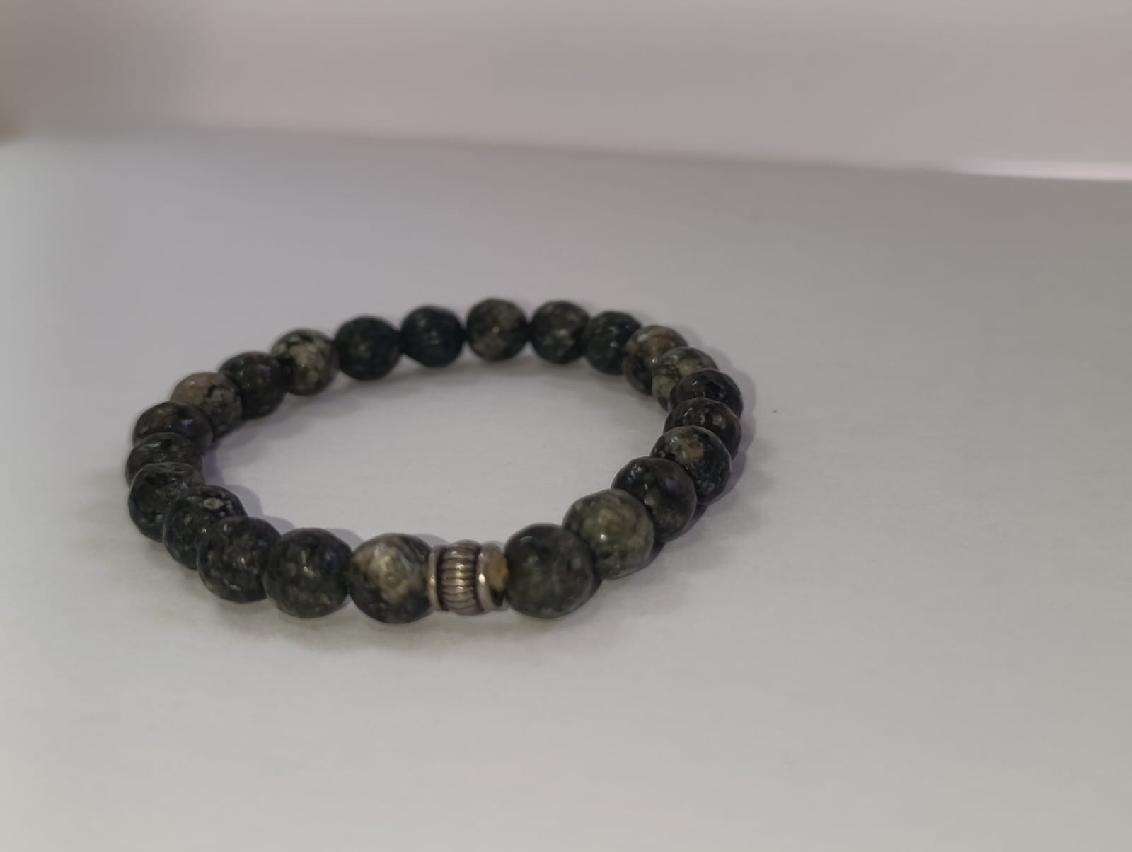 Gray Natural Stone Beaded Stretch Bracelet Unisex Elastic Gemstone Wristband Gif