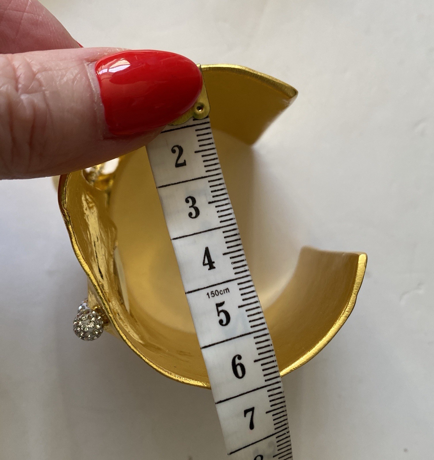 Schiaparelli Style Large Quirky Heavy Gold Tone Face Cuff Bangle