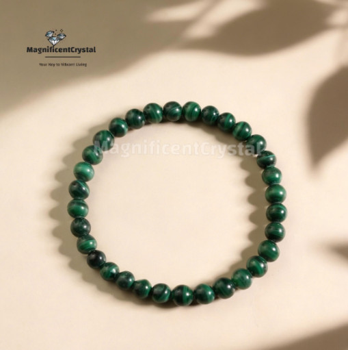 Genuine Malachite Stone Bracelet Healing 6mm Beads Green Crystal Unisex Jewelry