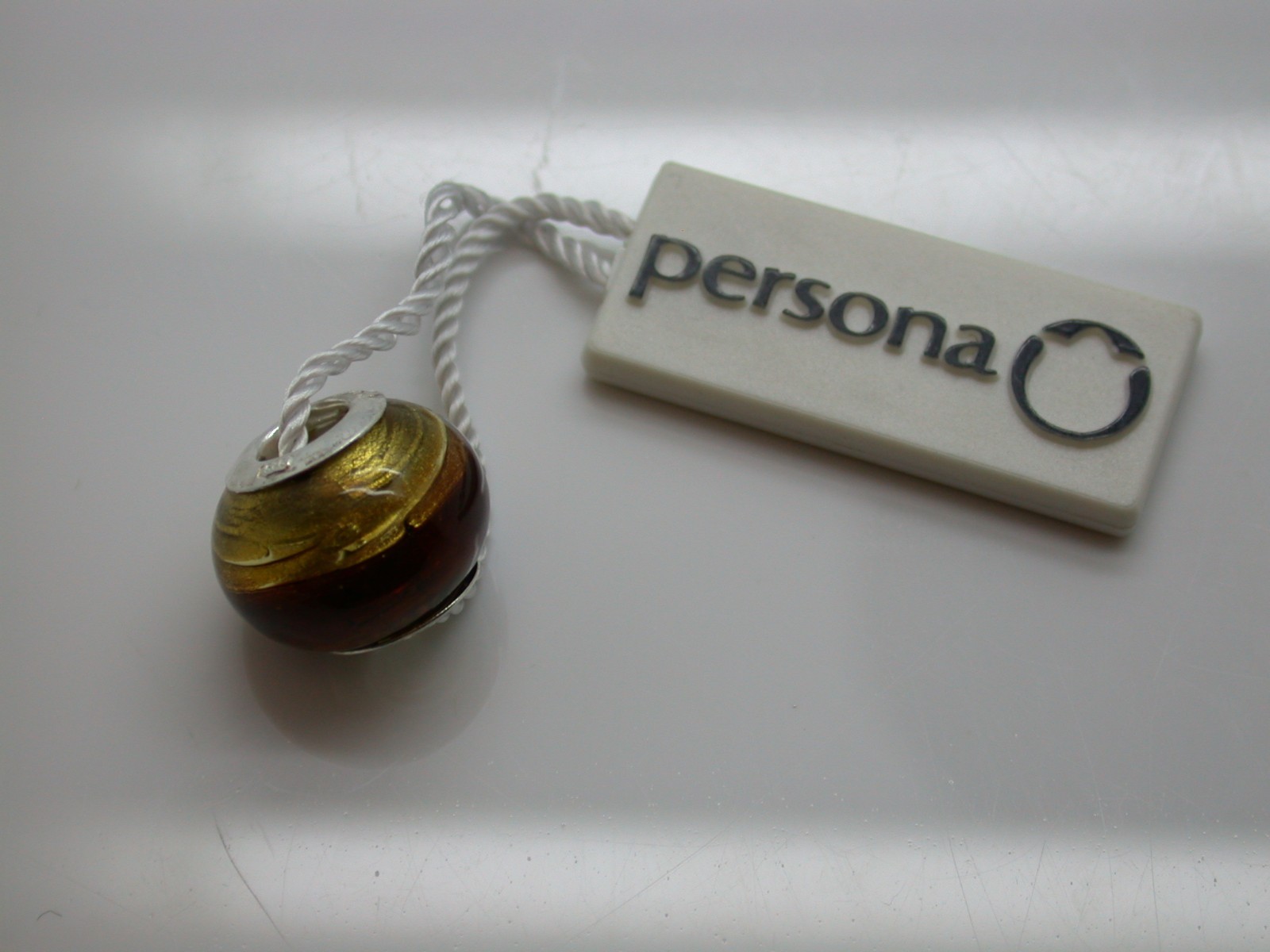 .925 STERLING SILVER PERSONA CHARM BURNT ORANGE BROWN GOLD MURANO GLASS NEW B17