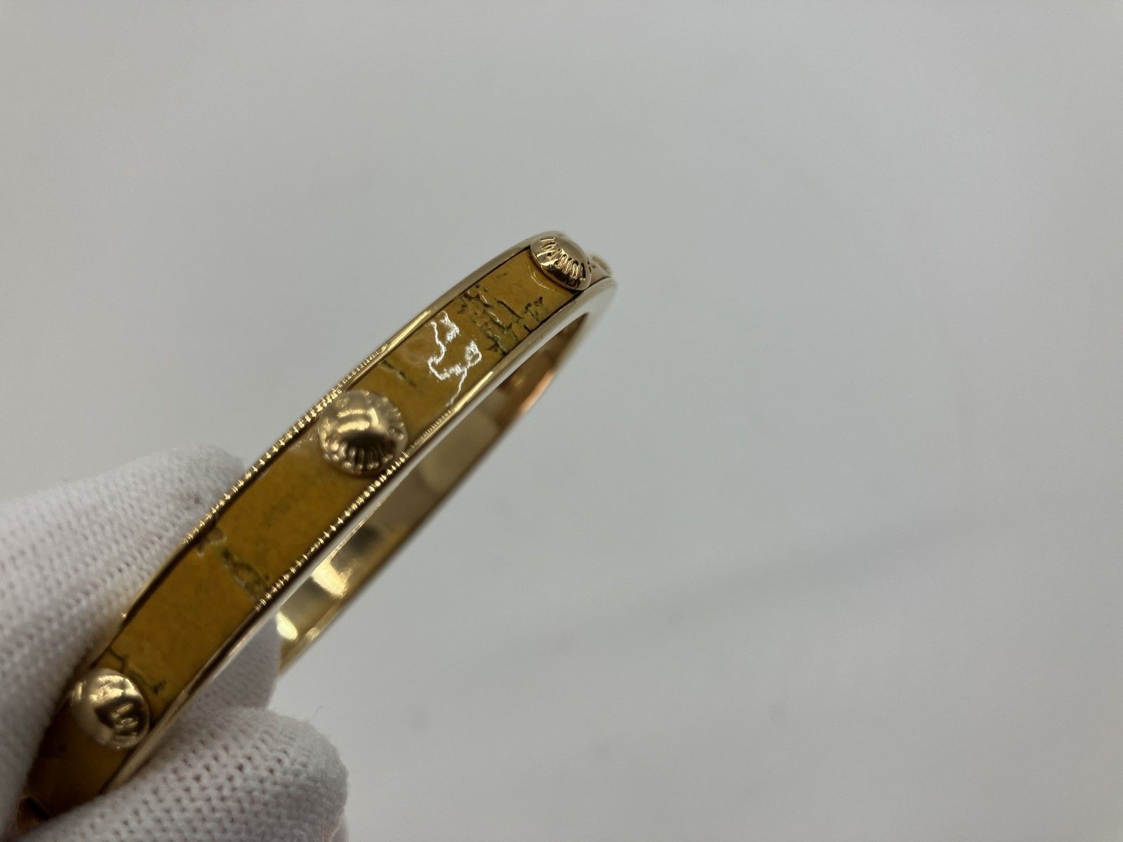 LOUIS VUITTON Louis Vuitton Bangle Bracelet Gold Yellow Studs Resin Vintage Size