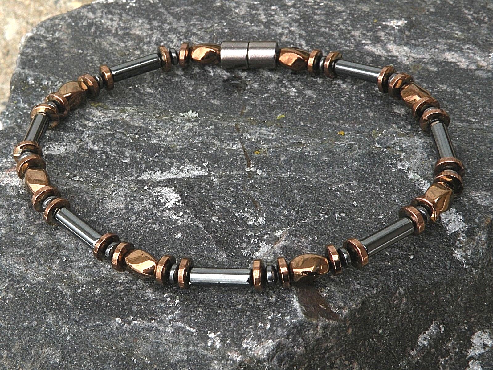 100% Magnetic Hematite Black N Copper BRACELET ANKLET NECKLACE Therapy AAA+