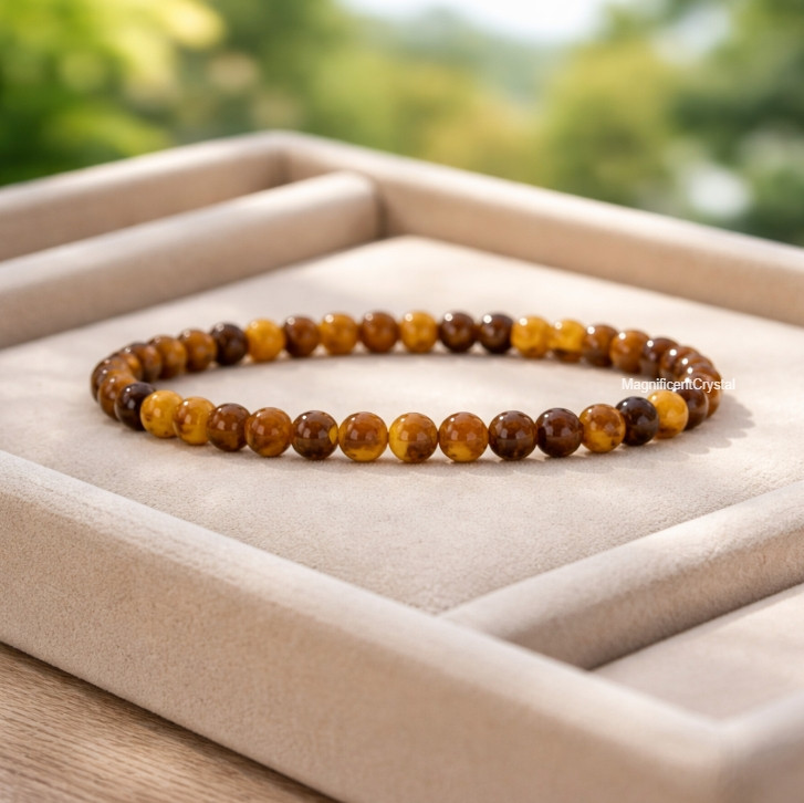 AAA+ Tiger Eye 4MM Beaded Stretch Bracelet Energy Protection Healing Jewelry