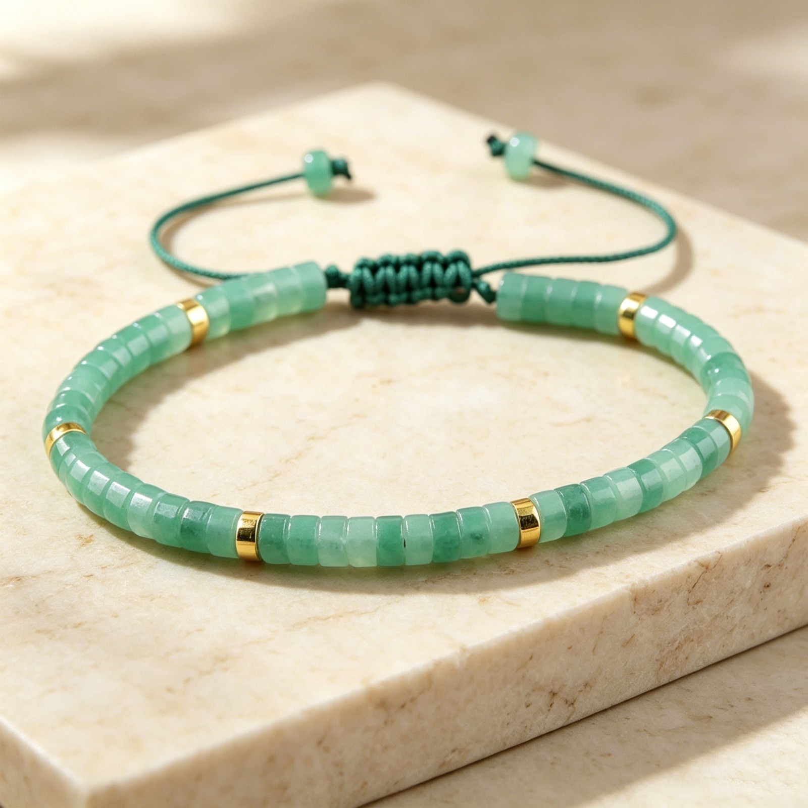 AA+ Grade Green Aventurine Gemstone Beaded Healing Good Luck Women Men Bracelet