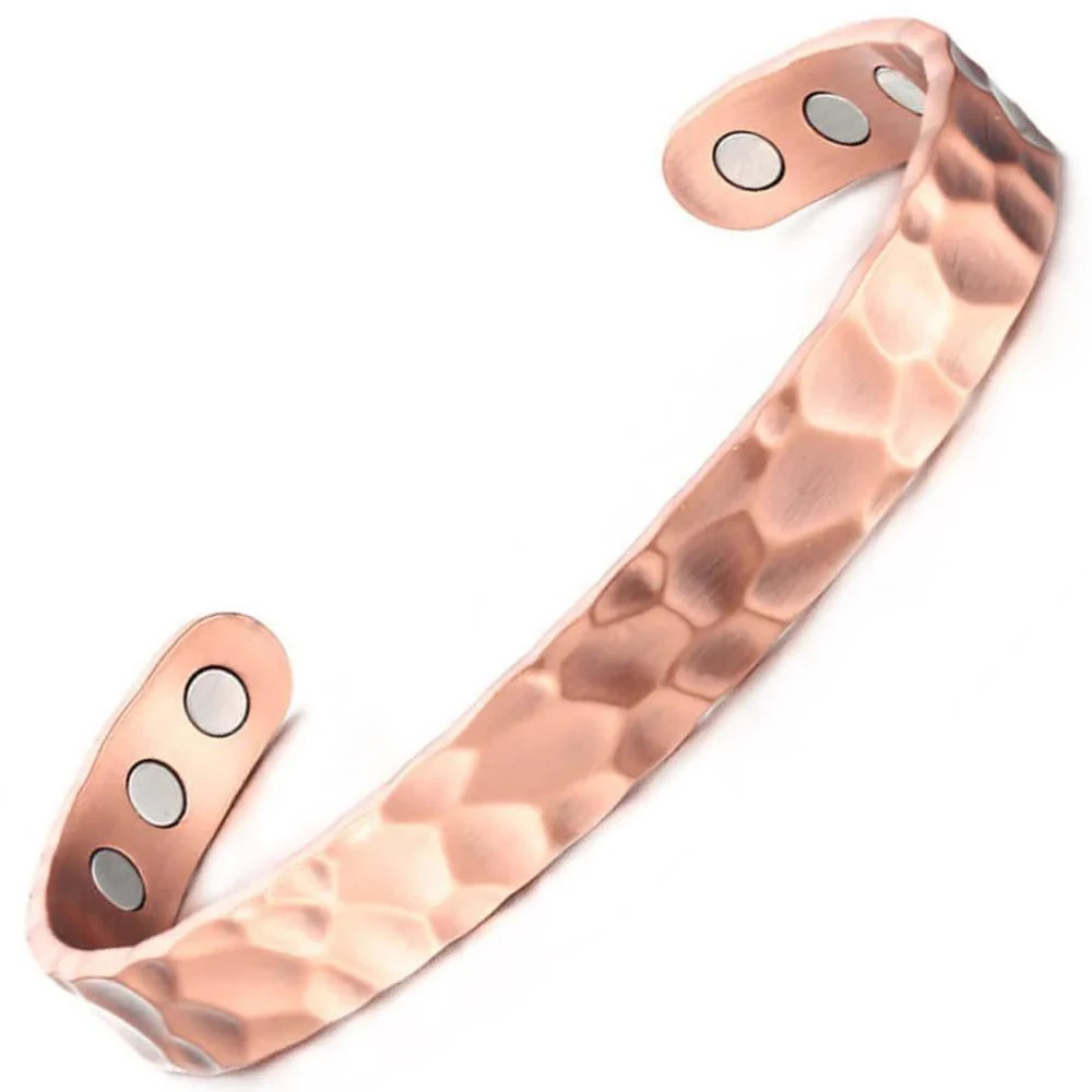 Hammered Solid Pure Copper Magnetic Cuff – Arthritis Therapy Adjustable Bracelet
