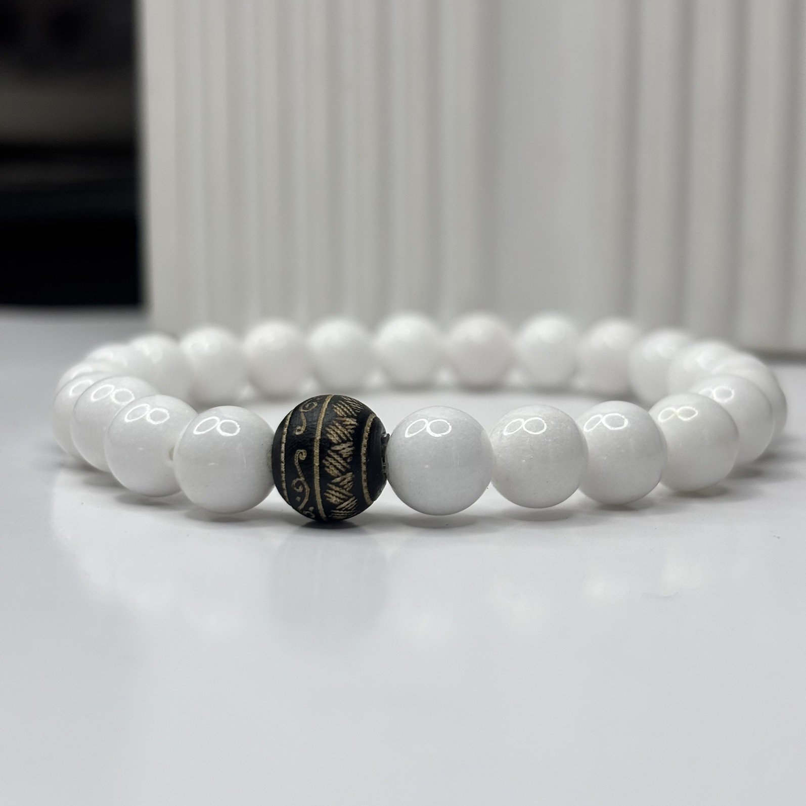 Handmade Natural Gemstone Bracelets Black Onyx Jade White Green Stone Jewel Gift