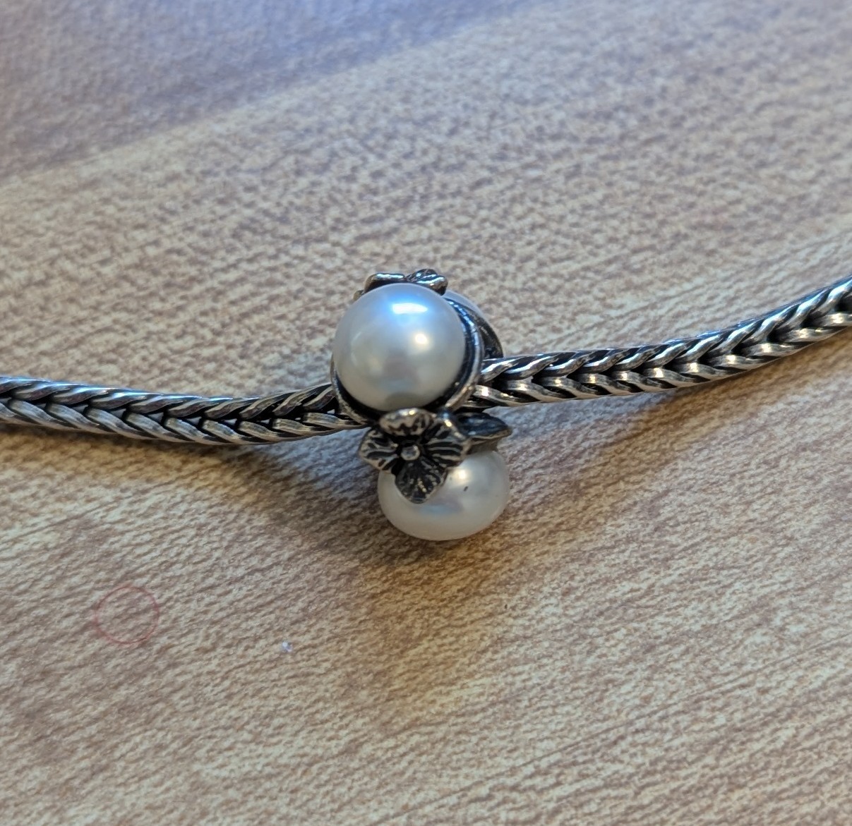 Authentic TrollBeads Retired Triple Pearl White