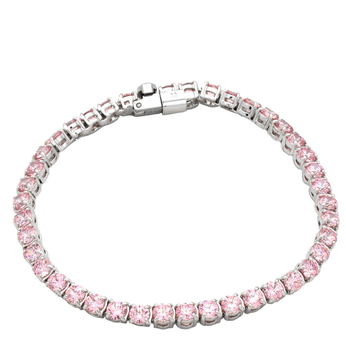 Swarovski Matrix Pink Rhodium Plated Tennis Bracelet, Size Large