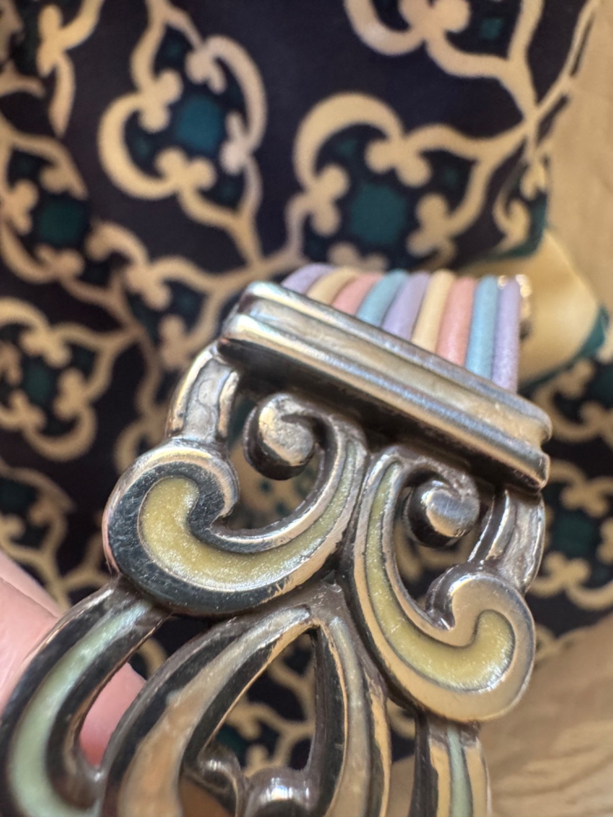 Brighton Gelato Pastels enamel Swirl scroll leather cords bracelet w/bag & TIN!