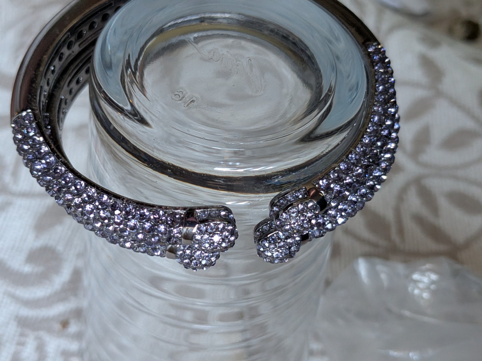 Joan Boyce HSN Kissable Micropavé Crystal Bangle Cuff Bracelets Set 2 Lavender
