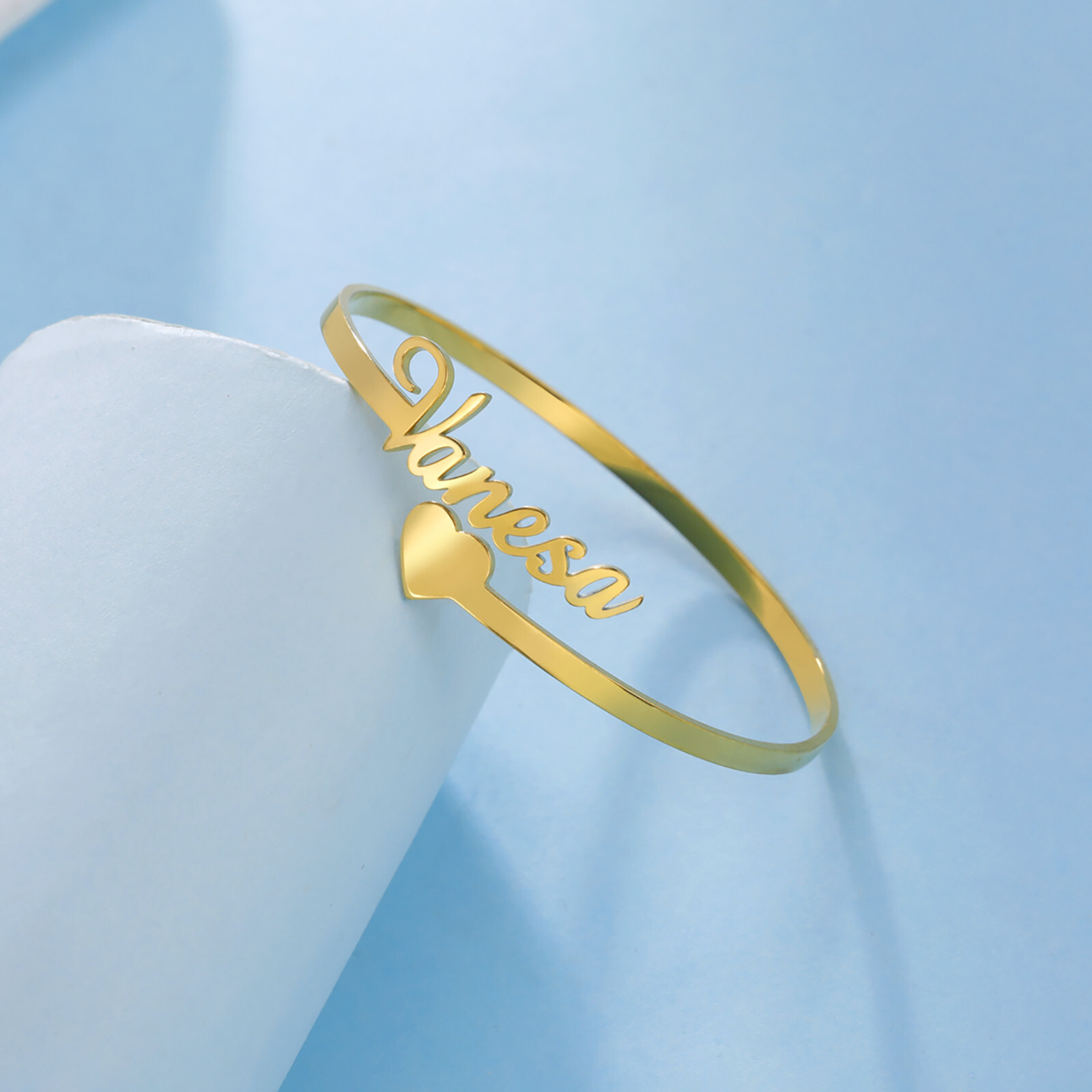 Personalized Custom Name Bracelet Adjustable Women Gift Jewelry Stainless Steel