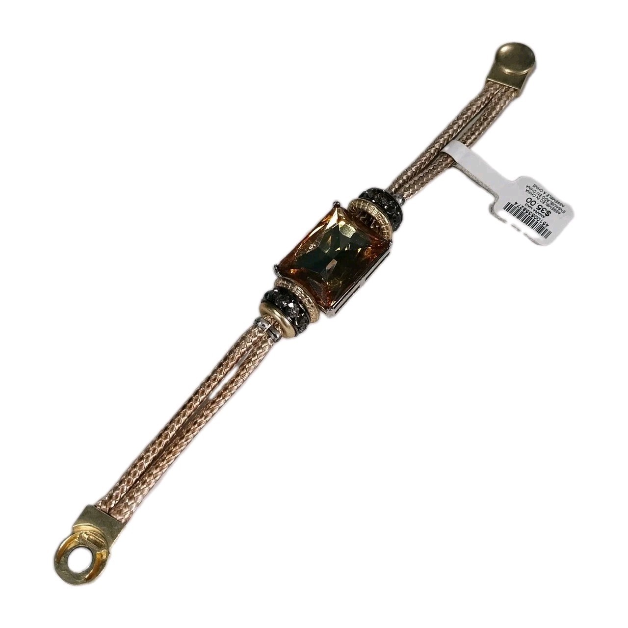 Chico’s Amara Mag Bracelet Braided Cord Mixed Metal Bead Magnetic Close MSRP $35