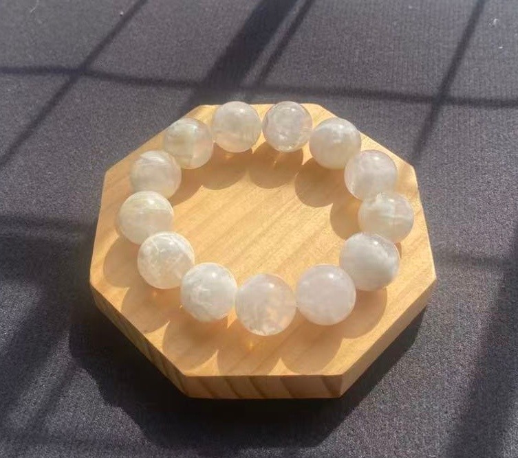 Natural White Ghost Phantom Garden Quartz Crystal Bracelet Healing Winter 16mm