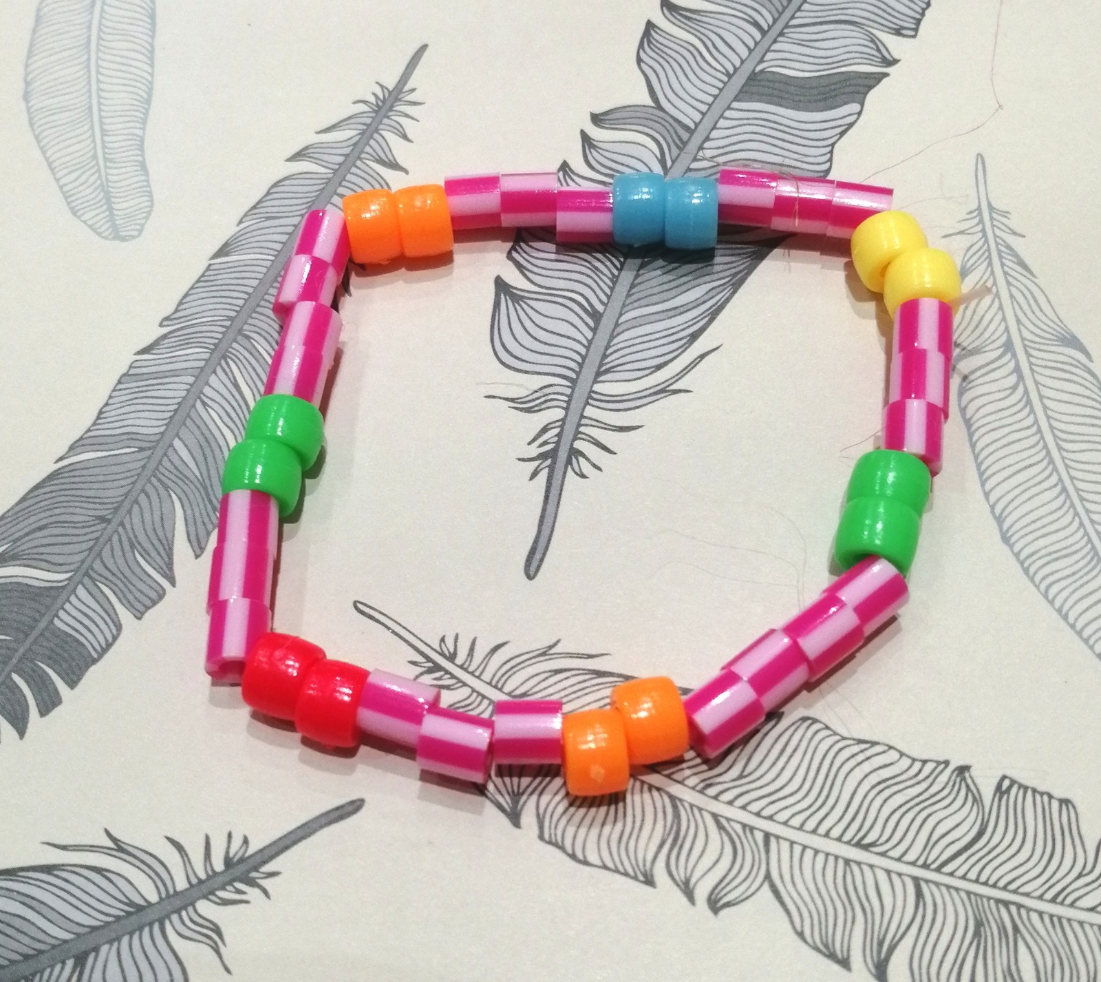 Multicolour & Stripey Plastic Acrylic Bead Stretch Festival Bracelet
