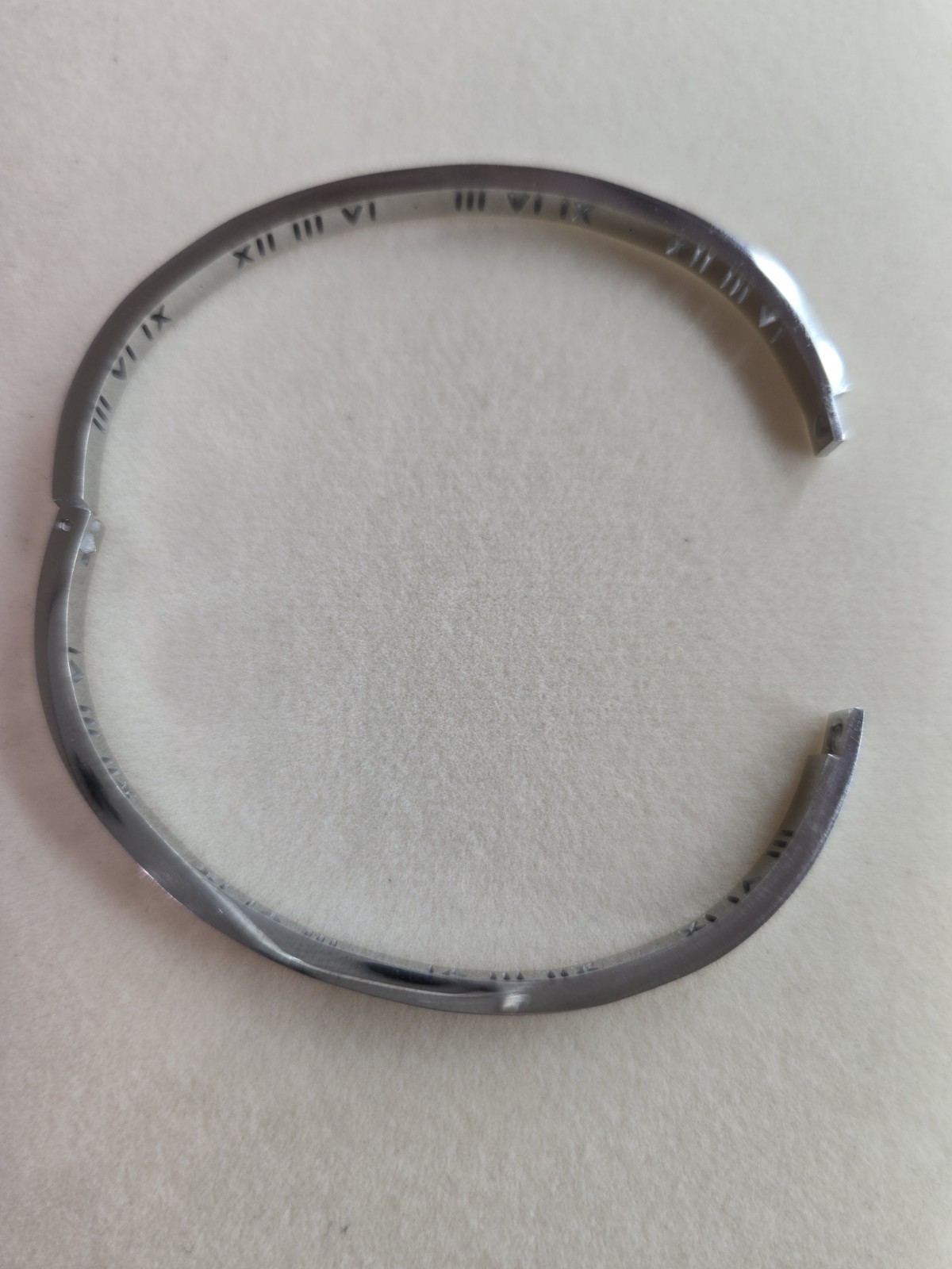 Stainless Steel Silver Tone Roman Numerals Bangle Bracelet