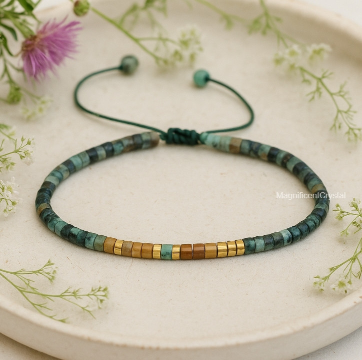 Tiger Eye Turquoise Tube Stone Bracelet Morse Code Minimalist Men Women Jewelry