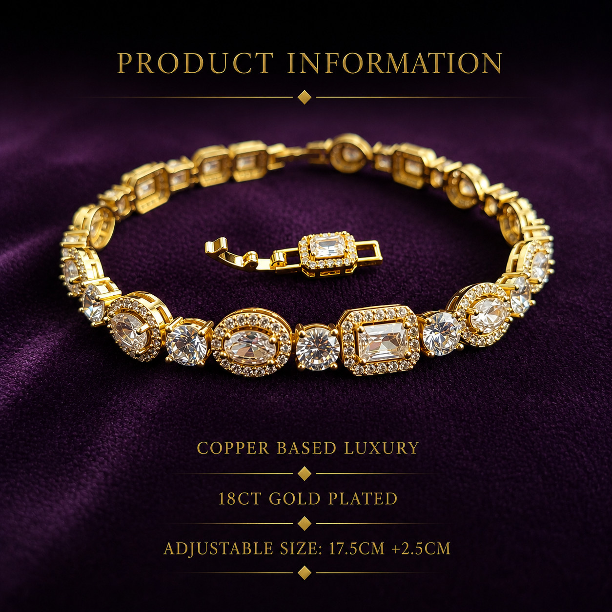 Stunning Halo Tennis Bracelet Stack Luxury Gift Boxed 18ct Gold Plated CZ UK NEW