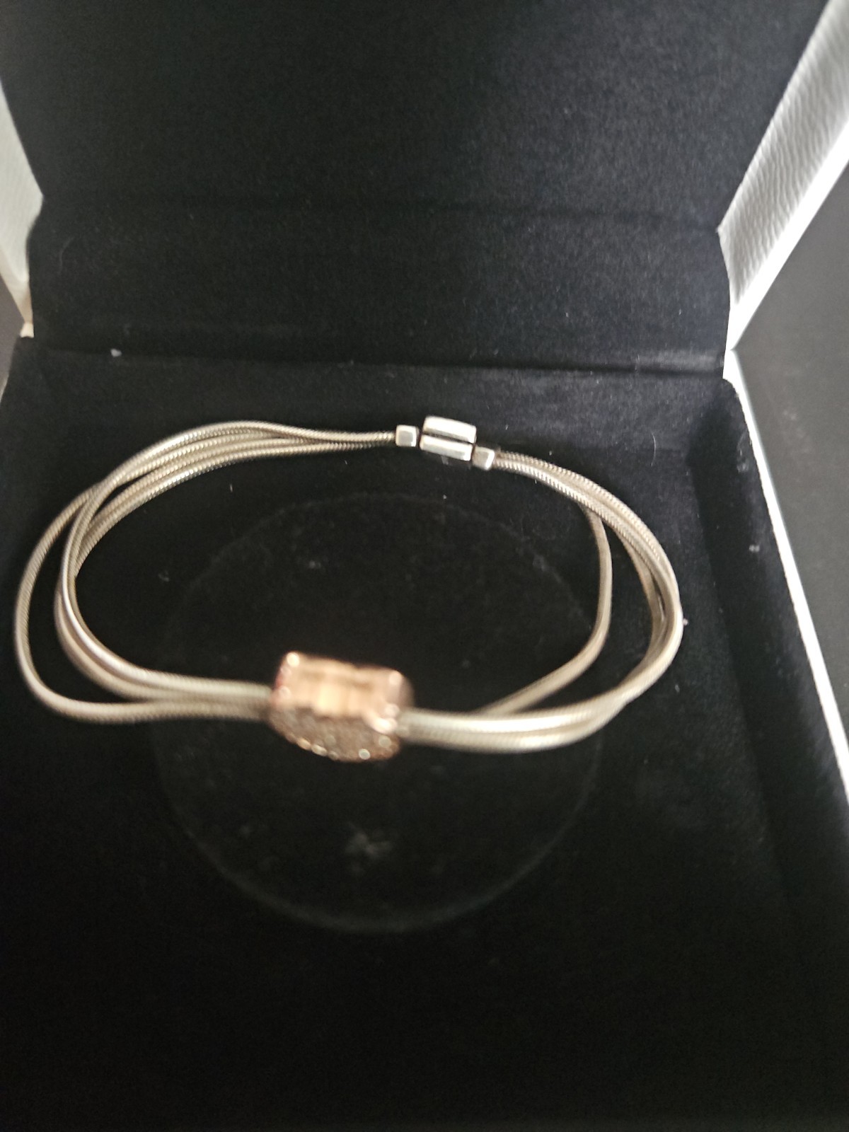 PANDORA Reflexions BRACELET & Pavé Rose charm gift 17cm